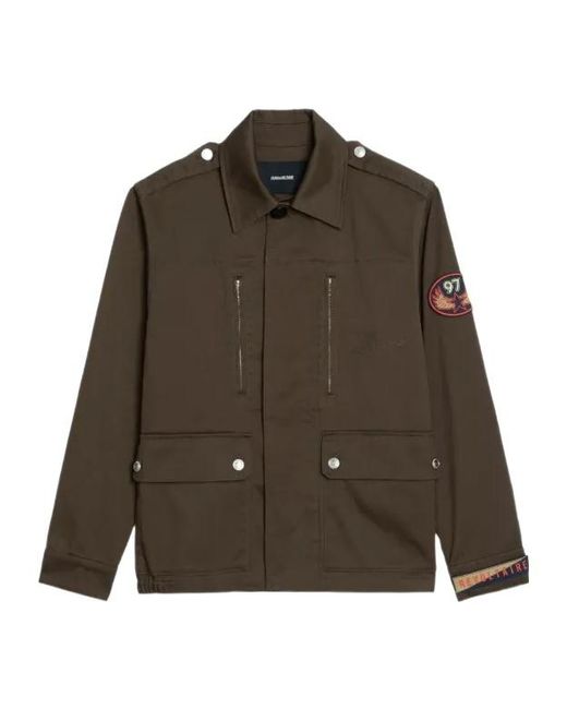 Zadig & Voltaire Brown Zip Patch Cotton Jacket