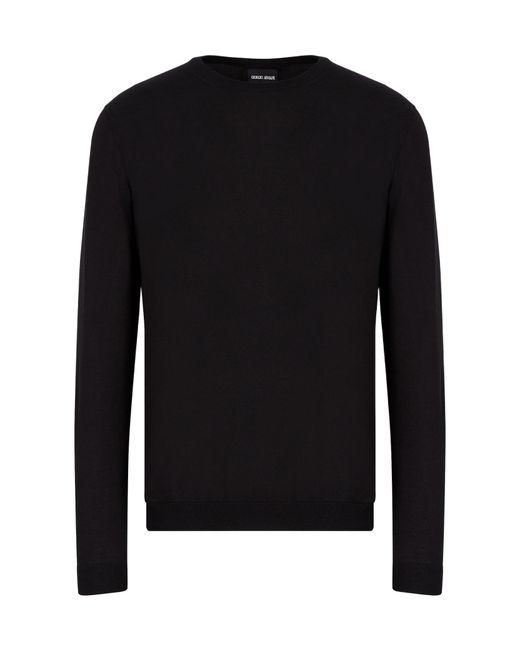Giorgio Armani Black Crewneck Long-Sleeved Jumper for men