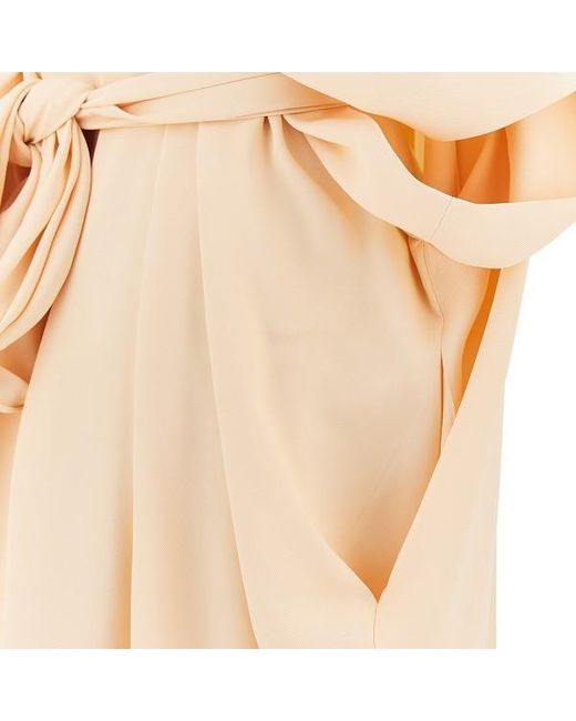 Alberta Ferretti Natural V-Neck Pleated Dress