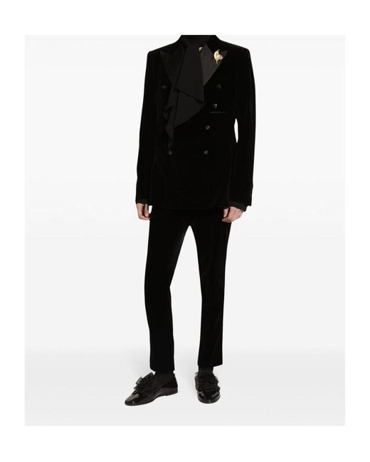 Dolce & Gabbana Black Velvet Tuxedo Pants for men