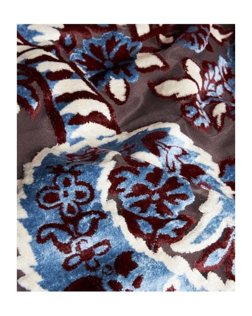 Etro Blue Pattern-Jacquard Velvet Midi Skirt