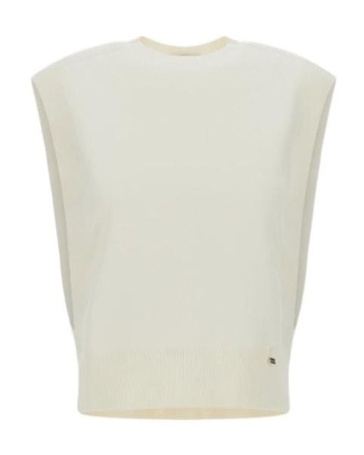Herno White Ribbed-Hem Tank Top