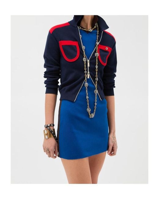 Versace Blue Long-Sleeved Zipped Cardigan
