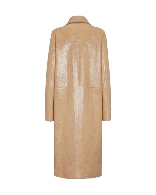 Fendi Natural Collared Long Coat