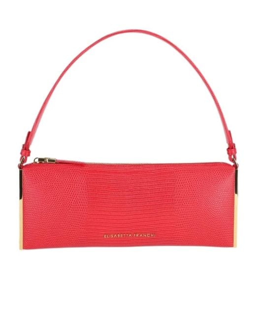Elisabetta Franchi Red Embossed Over-The-Shoulder Bag
