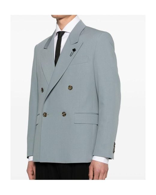 Lardini Blue Double-Breasted Blazer for men
