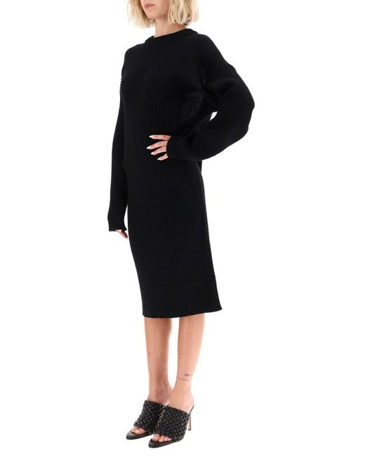 Bottega Veneta Black Open Back Knitted Dress