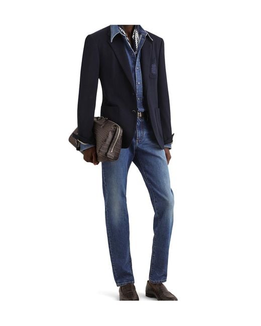 Dolce & Gabbana Blue Logo-Patch Straight Jeans for men