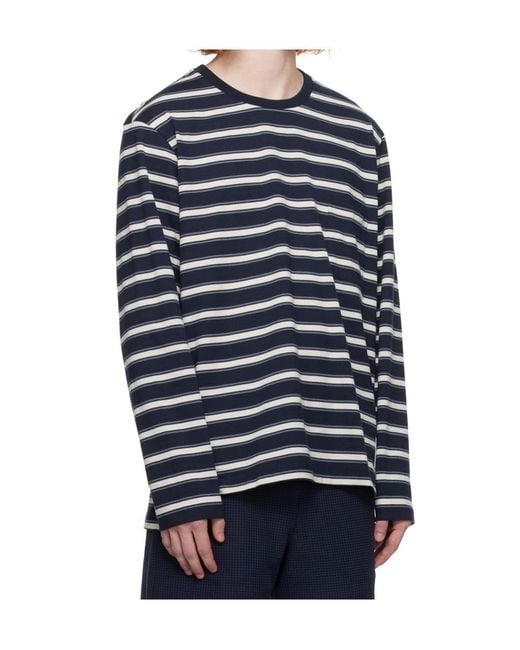 Thom Browne Blue Striped Long-Sleeved T-Shirt for men