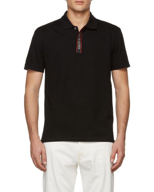 McQueen Black Logo Tape Polo Shirt for men