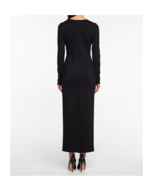 Magda Butrym Black Crochet-Trimmed Midi Dress