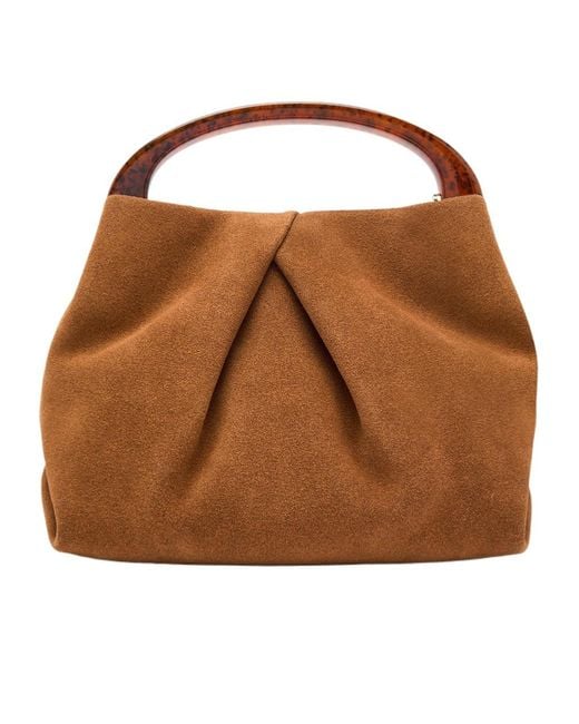 Dries Van Noten Brown Crisp Suede Top Handle Bag