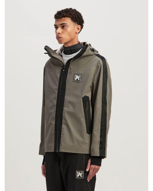 Palm Angels Brown Logo Patch Hooded Jacket for men