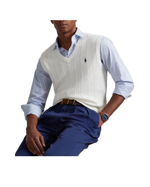 Polo Ralph Lauren White Knit Vest With Horse Emblem for men