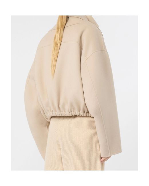 Sportmax Natural Pure Wool Bomber Jacket With Removable Bib