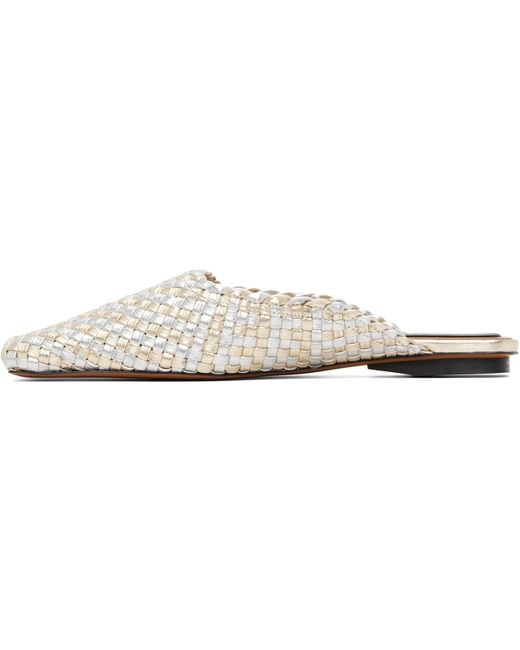 Stella McCartney White Metallic Woven Mules