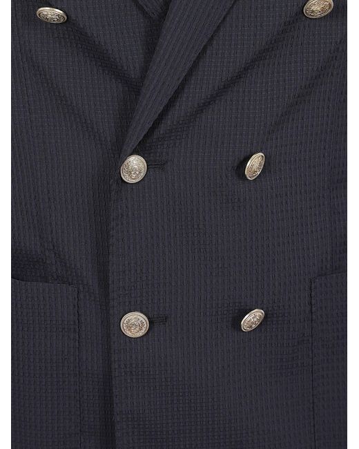 Eleventy Blue Double-Breasted Suit Jacket And Trousers Two-Piece Set for men