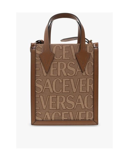 Versace Brown Allover Crossbody Bag for men