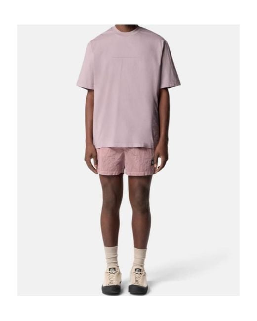 Stone Island Pink Logo Patch Drawstring Shorts for men