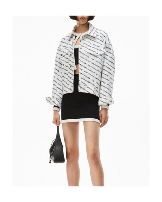 Alexander Wang Black Logo-Jacquard Trim Mini Skirt