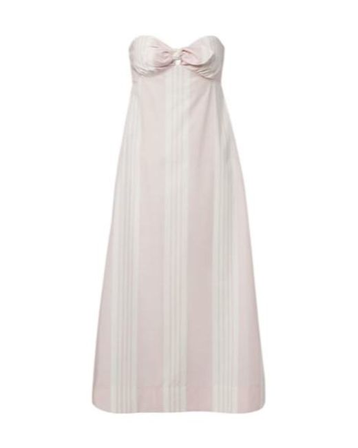 Posse White Rosie Striped Cotton Midi Dress