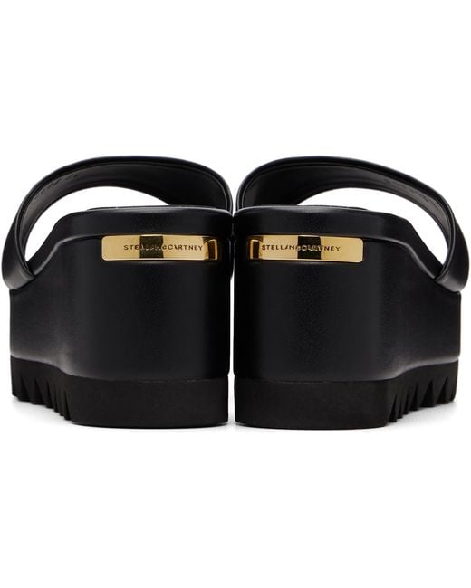 Stella McCartney Black Sneak-Elyse Wedge Sandals