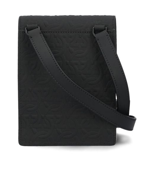Ferragamo Black Logo Flip Satchel for men