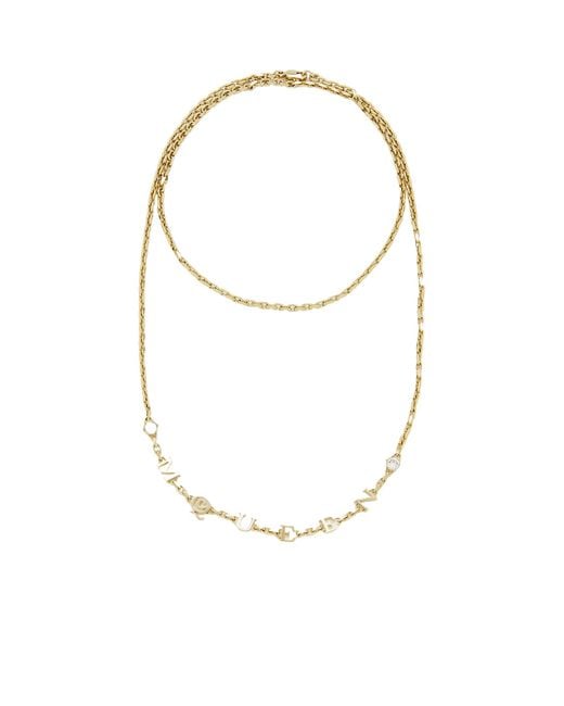 McQueen White Logo Lettering Chained Embellished Necklace