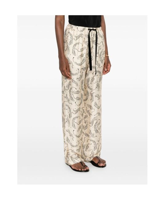 Forte_forte Natural Leopard-Print Drawstring Palazzo Pants