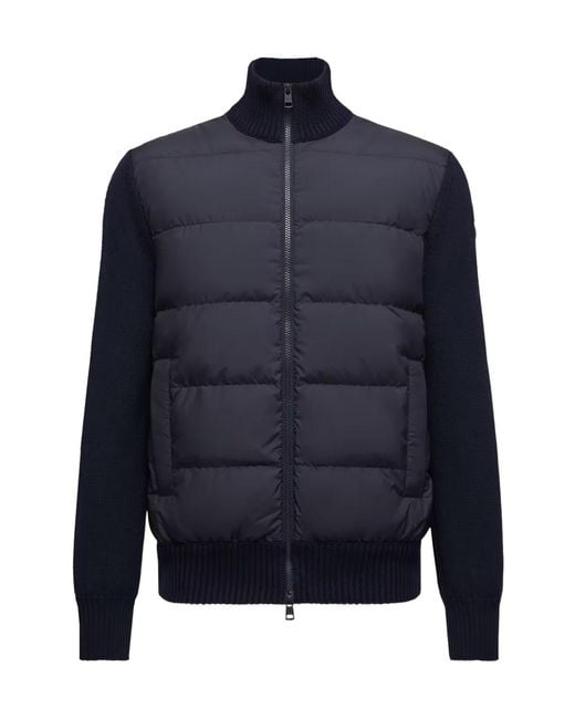Moncler Blue Padded Zip-Up Cardigan for men