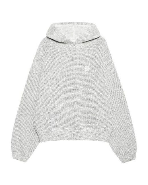 Anine Bing White Alec Framed Monogram Hoodie