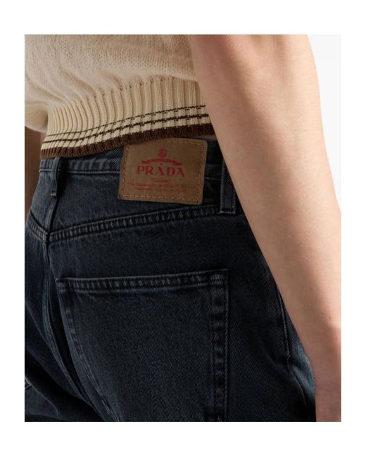 Prada Blue Triangle-Logo Straight-Leg Jeans for men