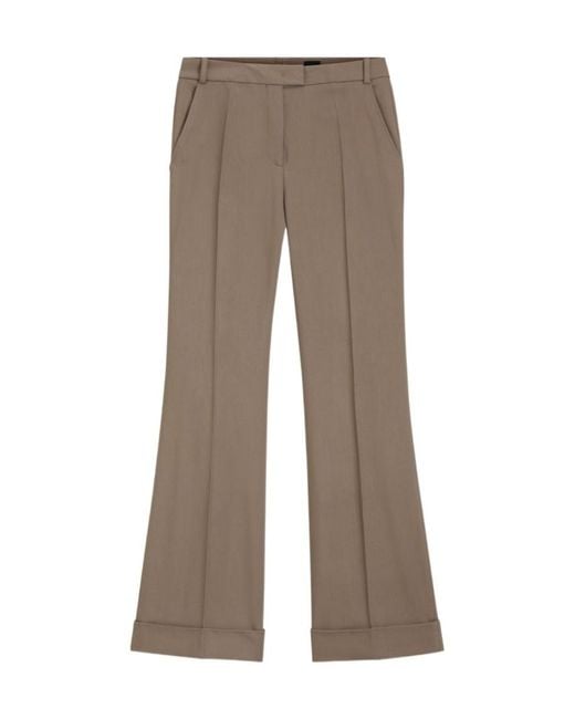Boss Brown Gabardine Flared Trousers
