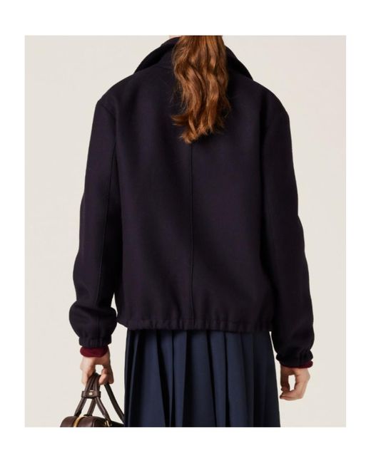 Miu Miu Blue Wool Blouson Jacket