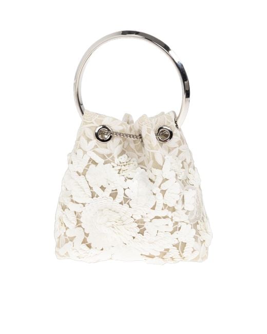 Jimmy Choo White Bon Bon Lace Bucket Bag