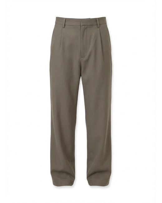 Closed Gray Pleated Straight-Leg Pants for men