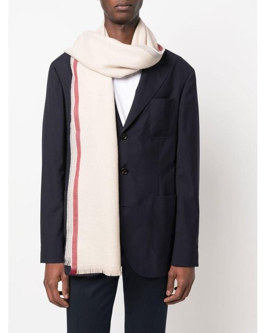 Brunello Cucinelli Natural Contrast-Trim Frayed Scarf for men