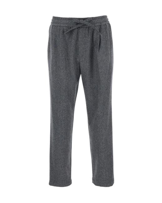 Dolce & Gabbana Gray Pants With Elastic Drawstring Waist And Pleated D for men