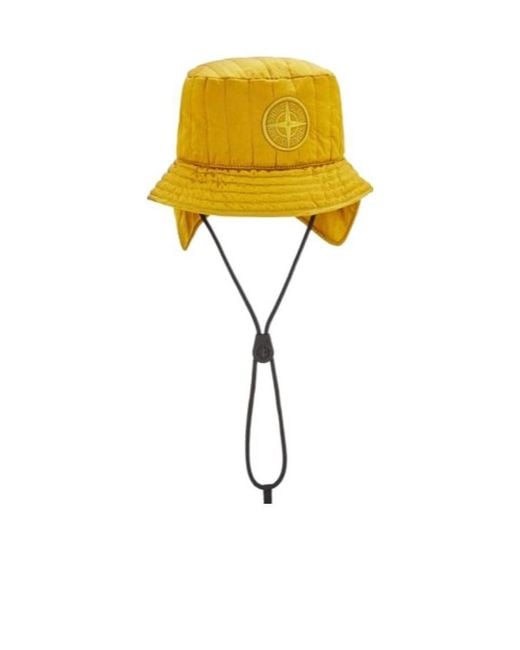 Stone Island Yellow Logo Hat for men