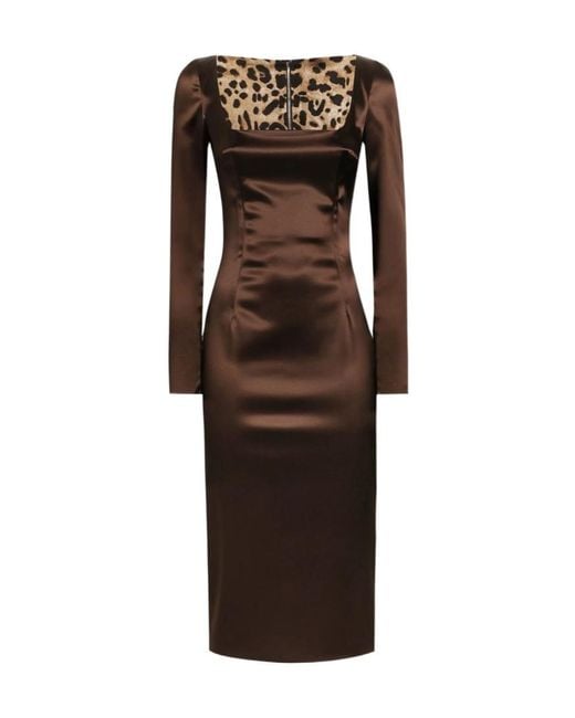 Dolce & Gabbana Brown Dolce&Gabbana Stretch Satin Dress