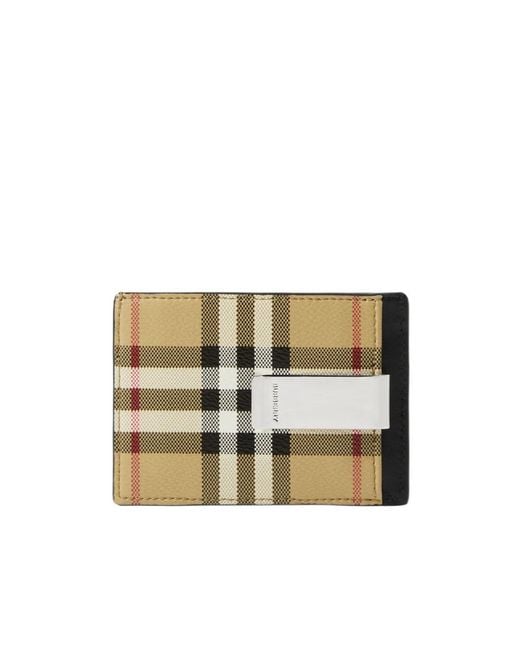 Burberry Black Check Printed Card Holder for men