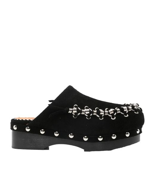 Toga Black Chain-Detail Round Toe Mules