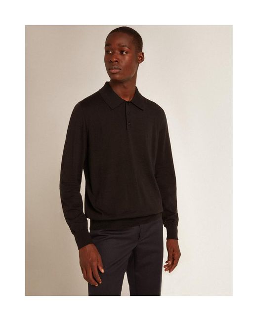 Golden Goose Deluxe Brand Black Logo Patch Polo Shirt for men