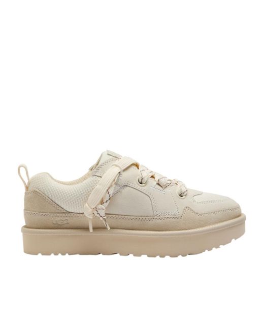 Ugg White Lo Lowmel Quilted Suede Sneakers
