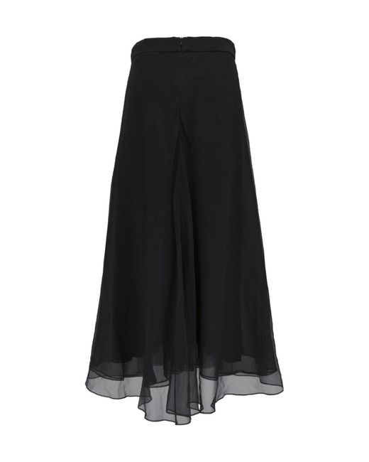 Brunello Cucinelli Black Flared Midi Skirt