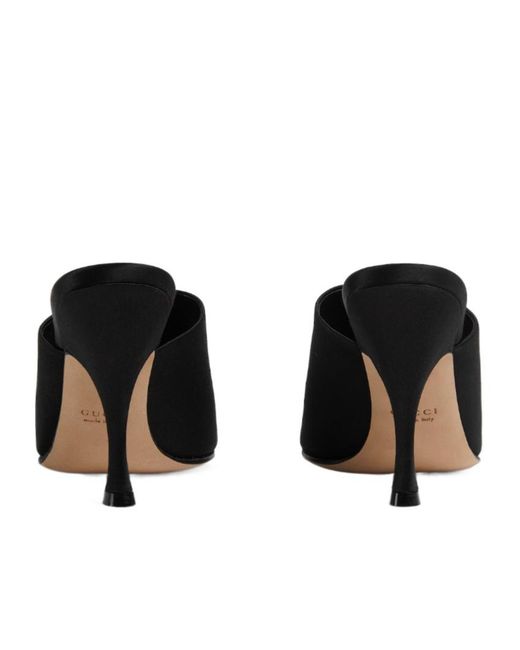Gucci Black High Heel Slide Sandals