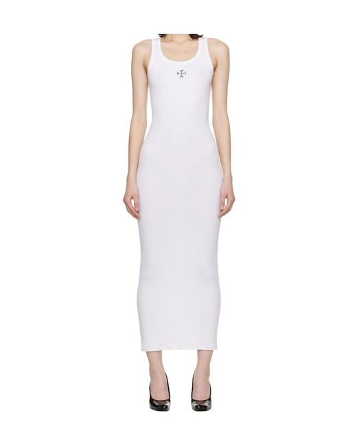 Vetements White Cross Logo Sleeveless Midi Dress