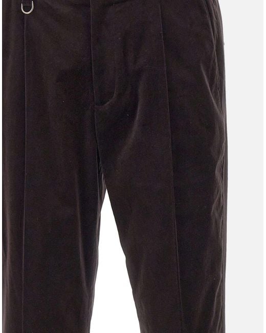 Paolo Pecora Black Stretch Velvet Pants for men