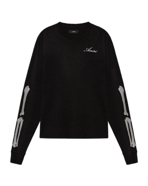 Amiri Black Logo Embroidered Long-Sleeved T-Shirt for men