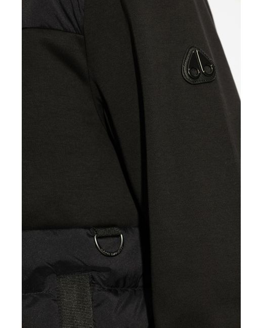 Moose Knuckles Black Air Down Garnier Hybrid Zipped Hoodie for men